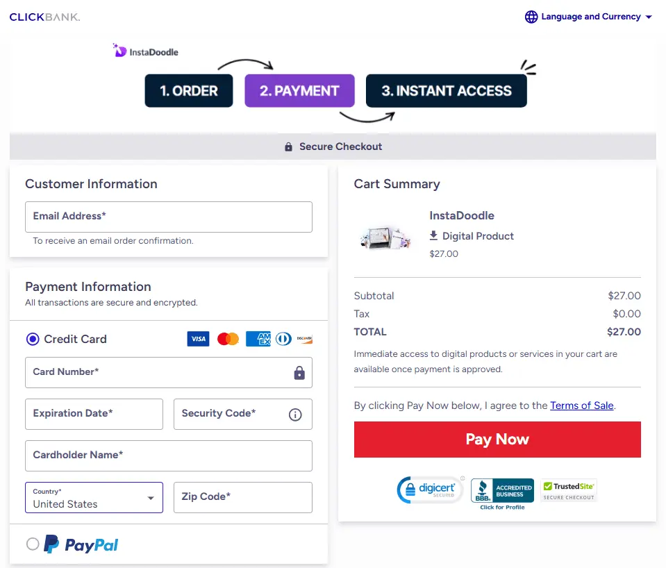 instadoodle payment gateway image